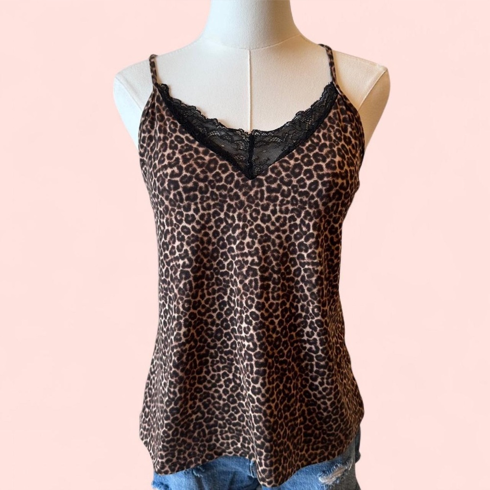 Leopard Print Camisole with Lace Detail